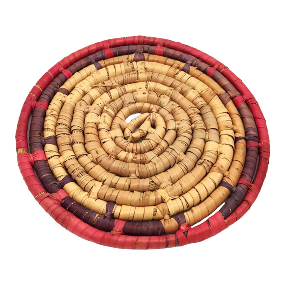 4 Handcrafted Vintage African Coil Basket Woven Wicker Rattan Trivets Wall Decor - Picture 9 of 16